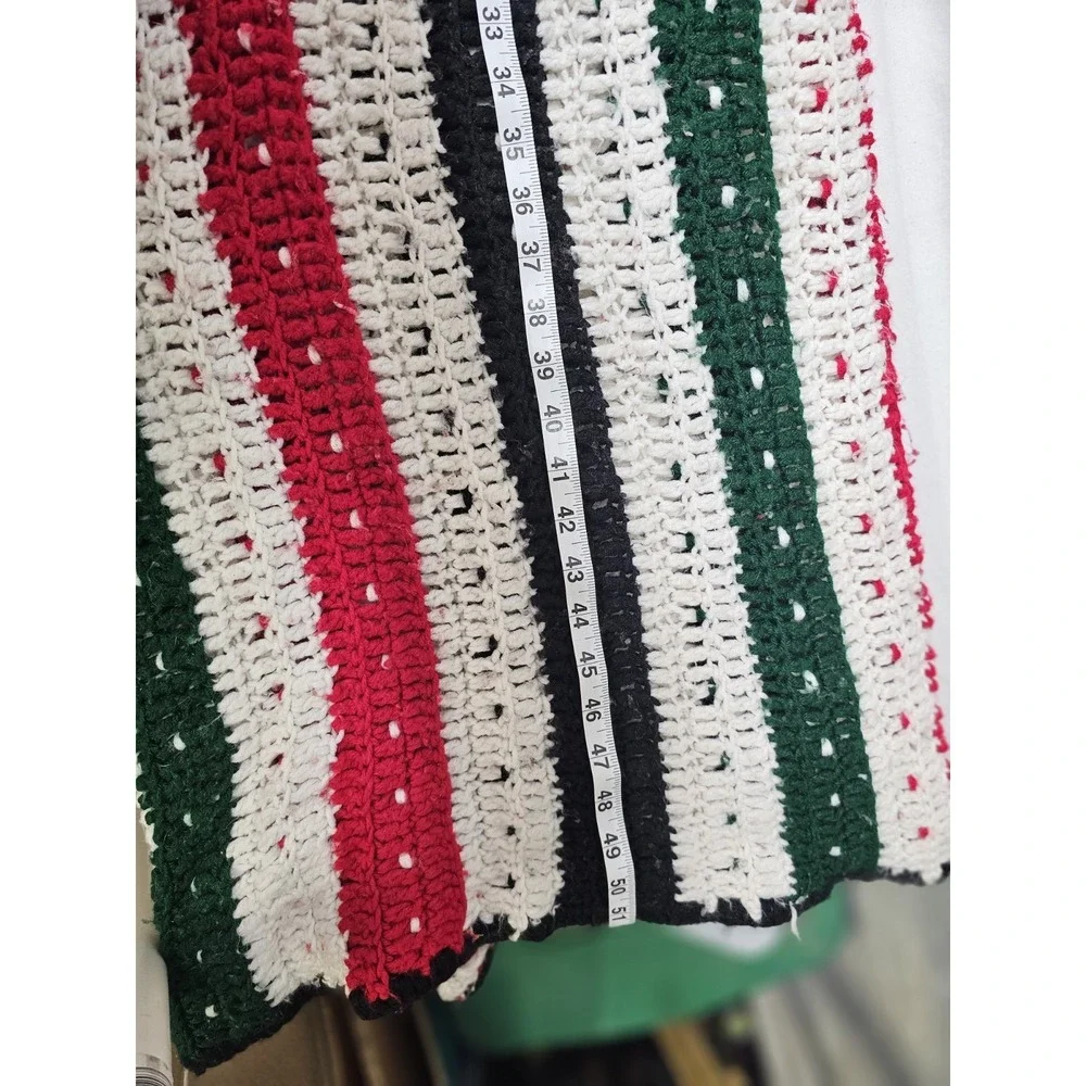 Vintage Large Colorful Crocheted Afghan Blanket Throw 26x51 Handwoven Grannycore